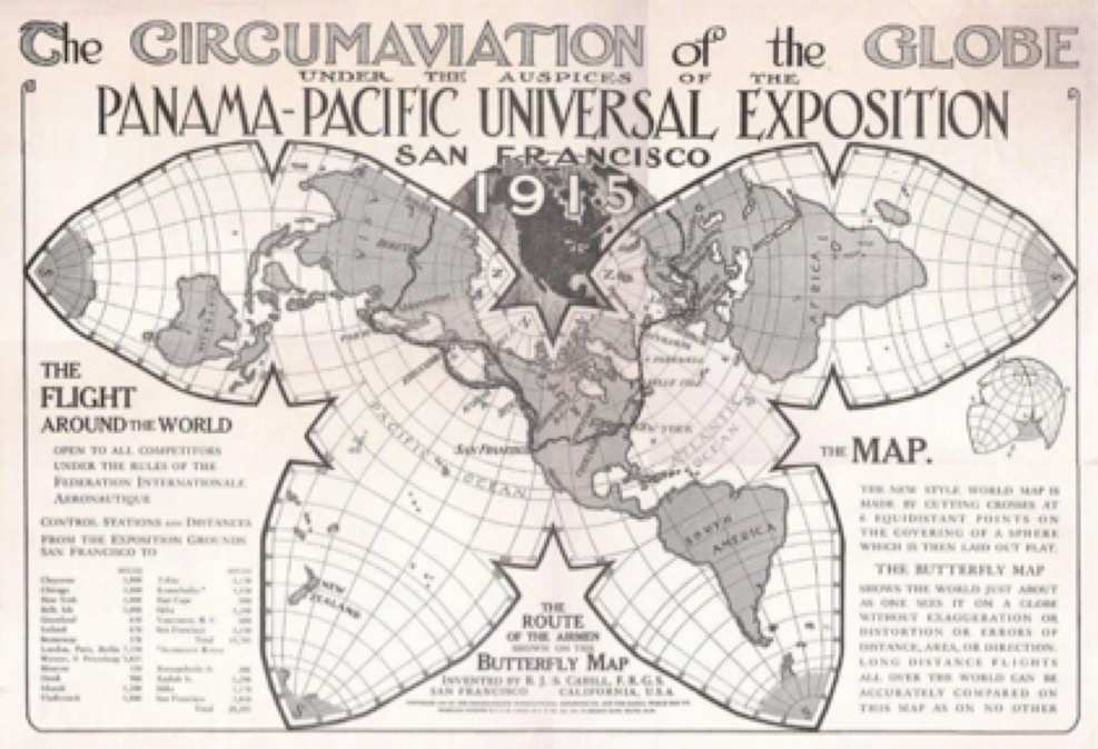 图14：连接版八分投影世界地图，来源：LEONARDO DA VINCI’S WORLD MAP，Christopher W. Tyler，Cosmos and History: The Journal of Natural and Social Philosophy, vol. 13, no. 2, 2017 