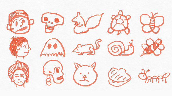 随意涂抹，线条简笔画。